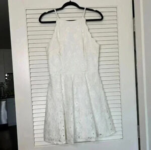 White Floral Lace Halter Dress
